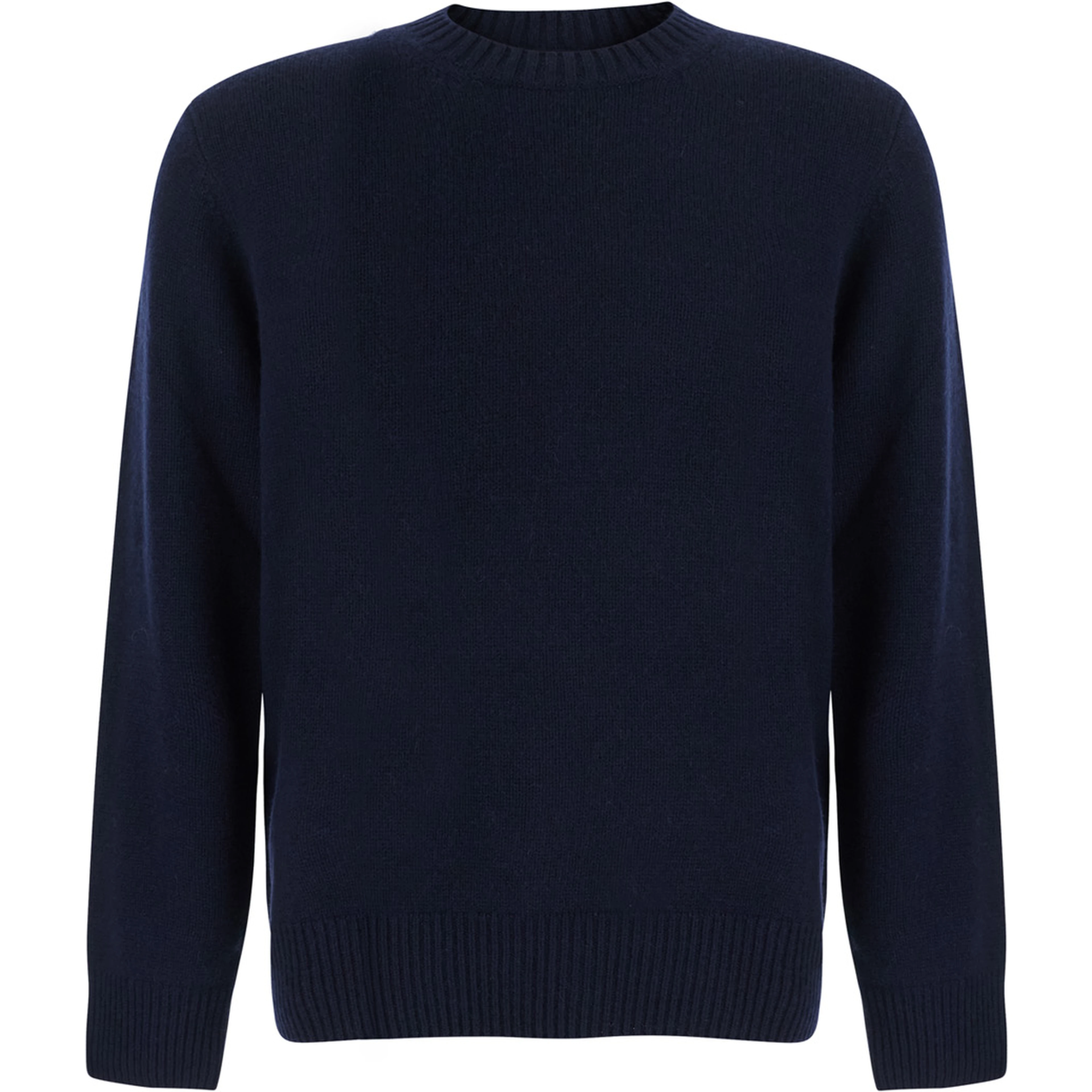 Blue Crew Neck Sweater with Long-Sleeve in Cashmere for Women