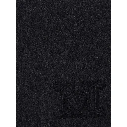 Dalia Gray scarf with logo embroidery on the front and frayed edges in cashmere for women