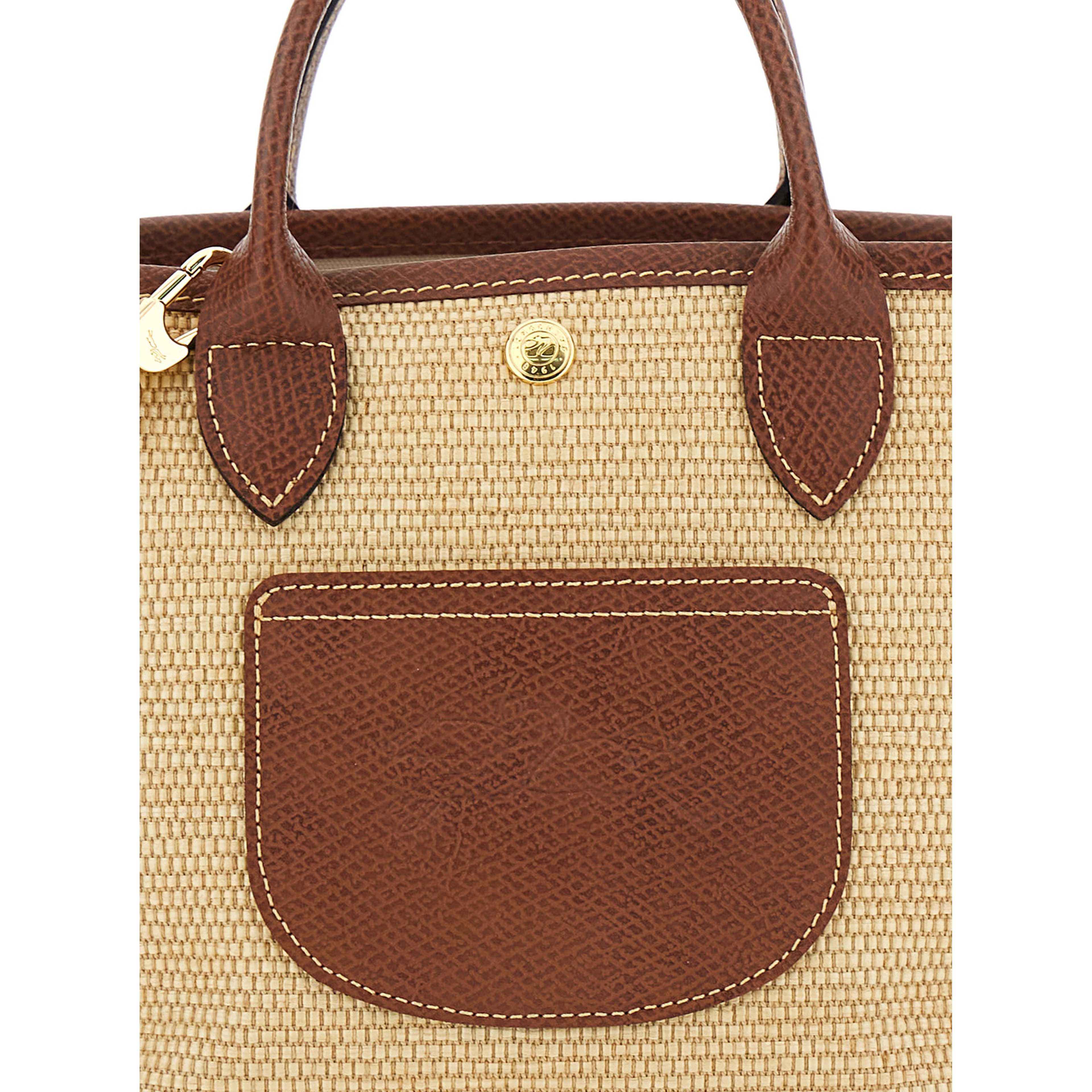 Brown Leather Handle Shopper Bag for Women