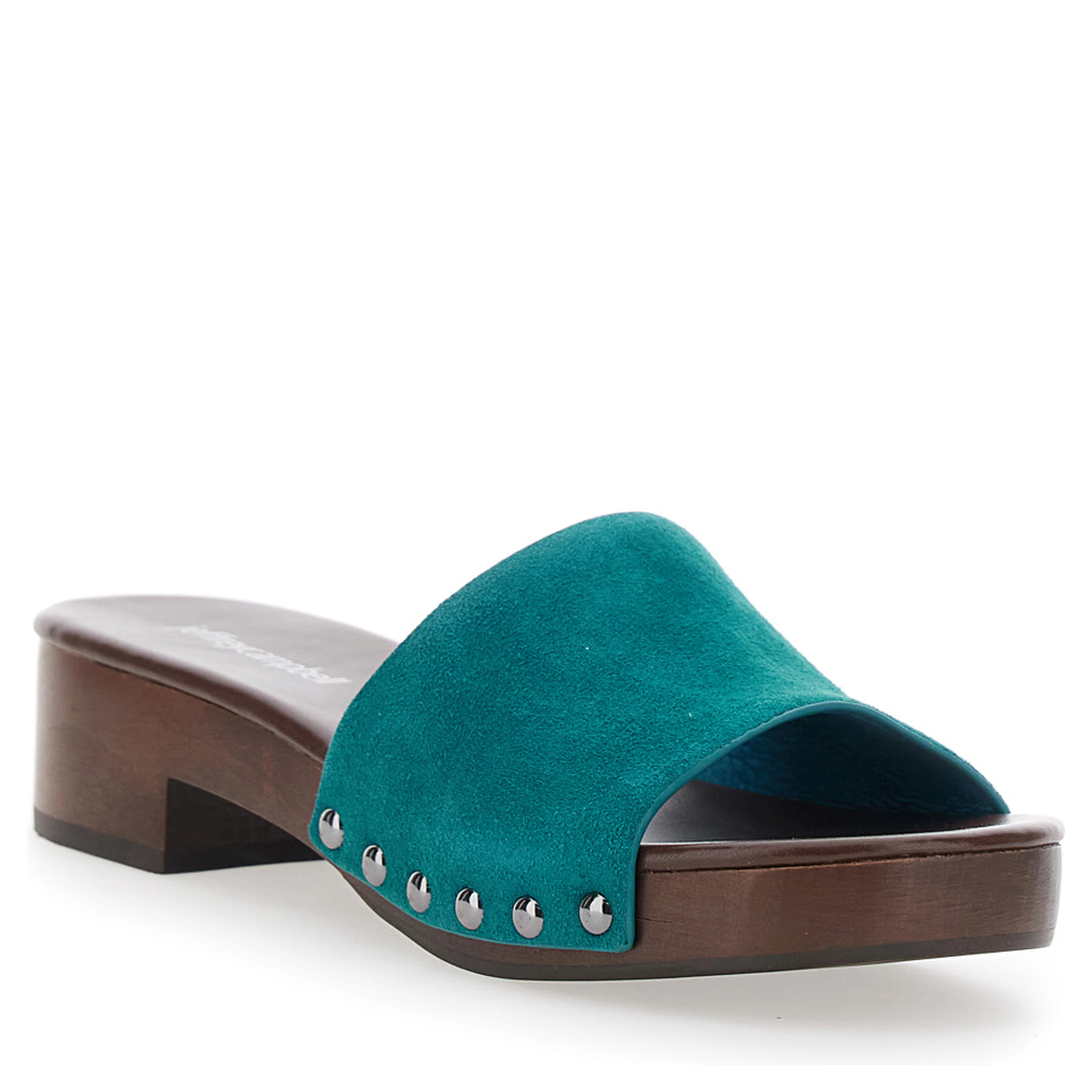 CAMBRIE Blue Sandals with Turquoise Leather Straps for Women