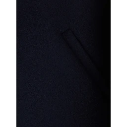 Blue Jacket with fixed hood and Front Zip Closure in Wool for men