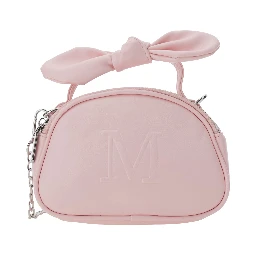 Pink Crossbody bag with handle with bow and logo on the front in Ecoleather Girl