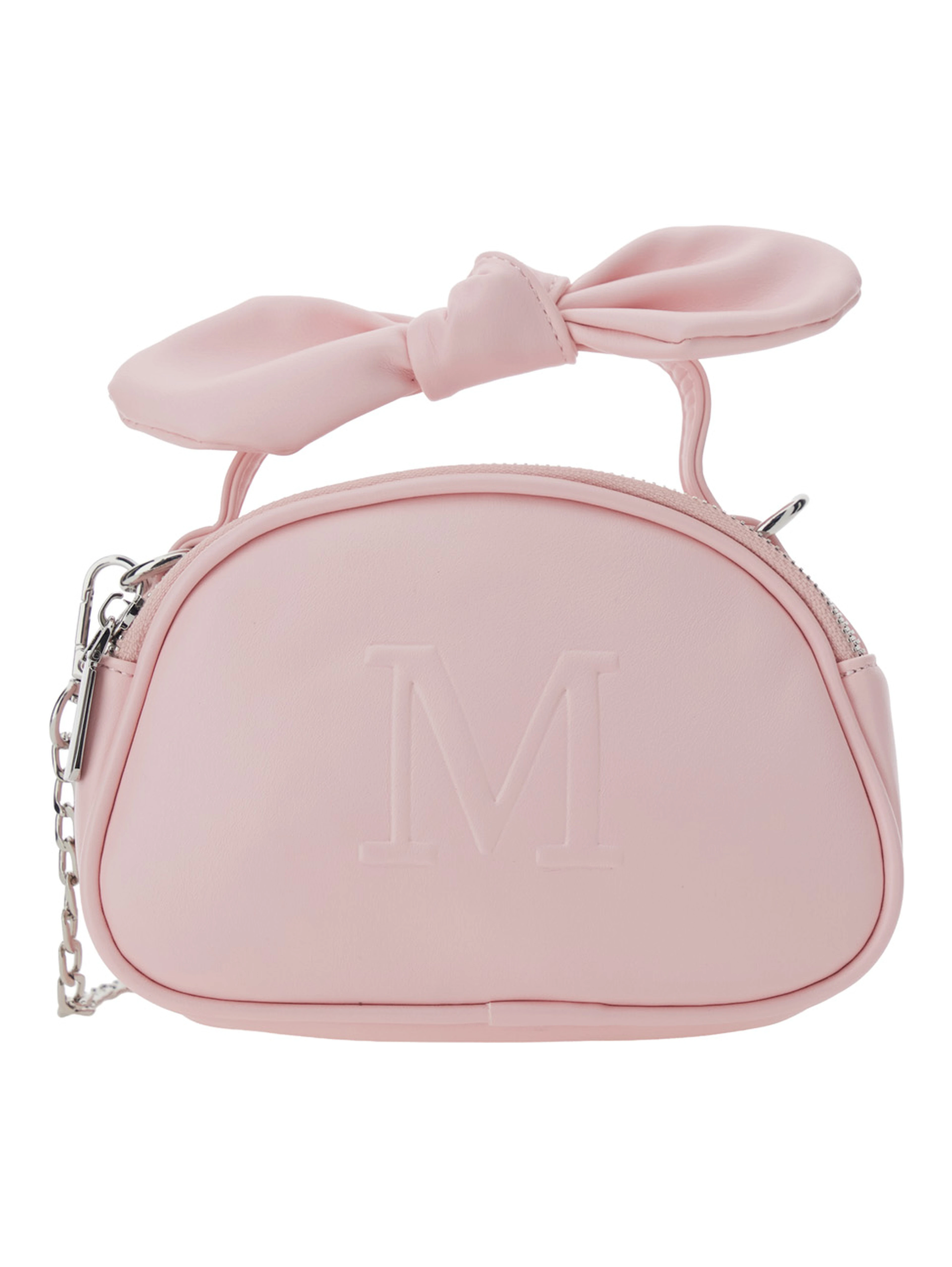 Pink Crossbody bag with handle with bow and logo on the front in Ecoleather Girl