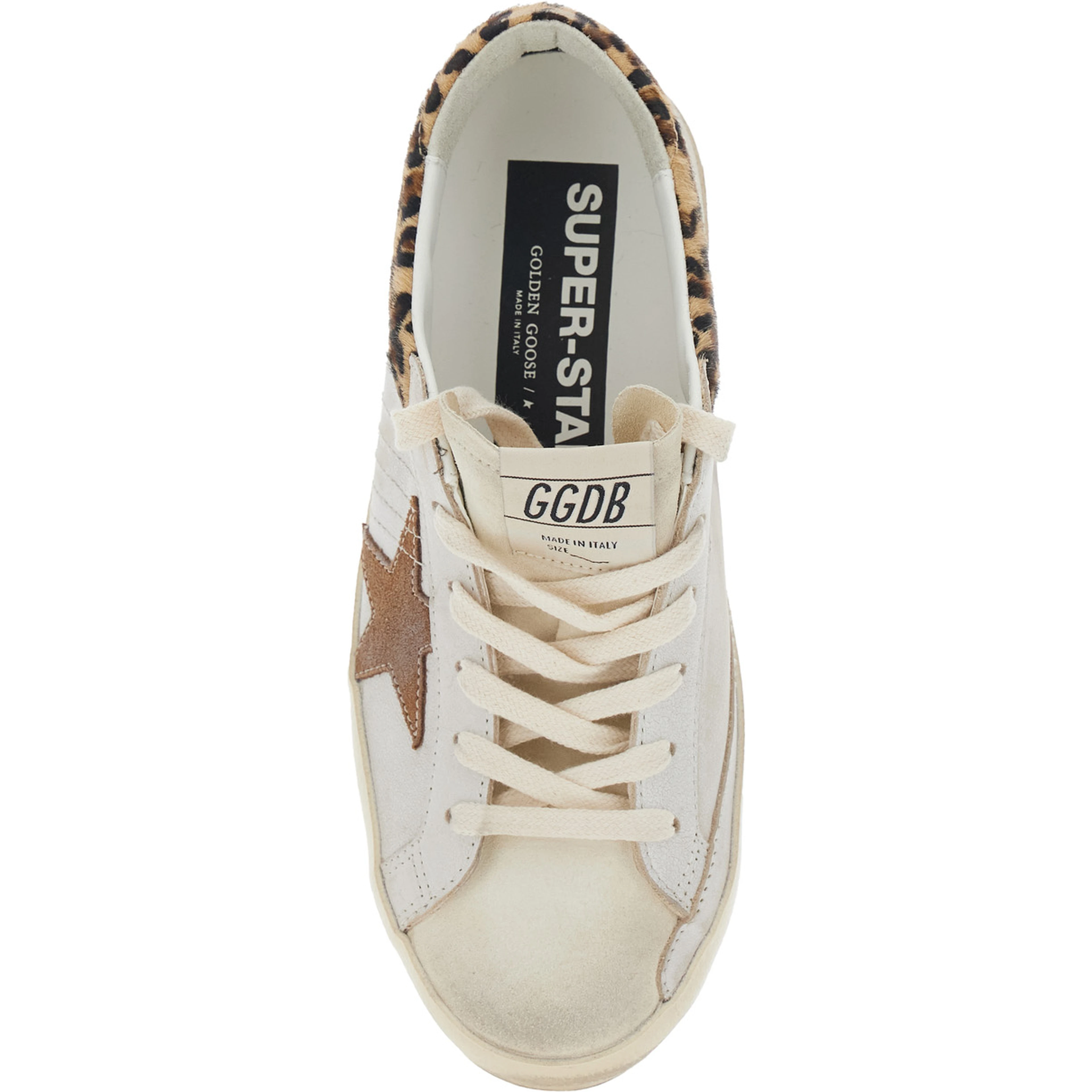 Sneaker Super Star Low Top with Star Patch on the Side and Animal Print on the Back in White Leather for Women