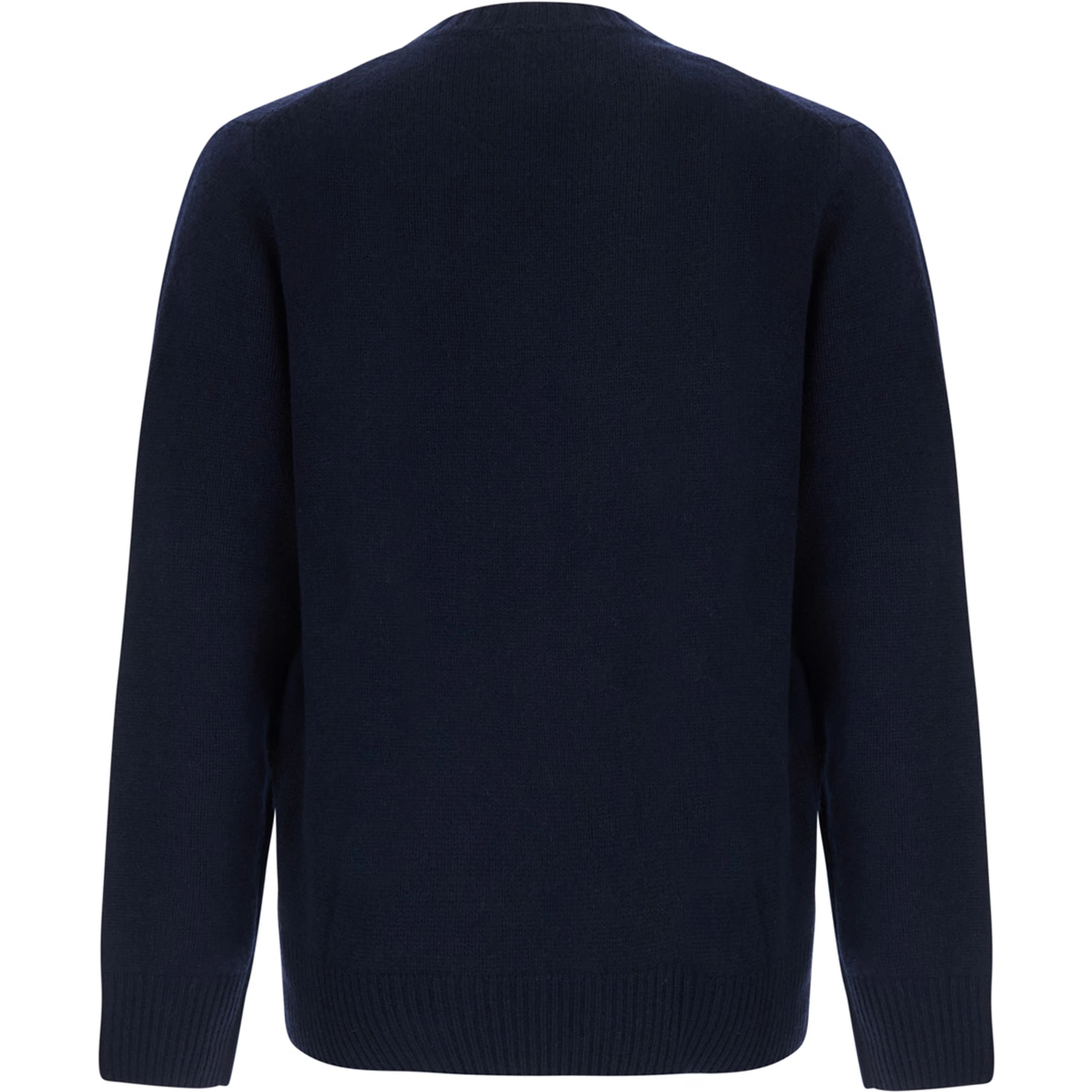 Blue Crew Neck Sweater with Long-Sleeve in Cashmere for Women