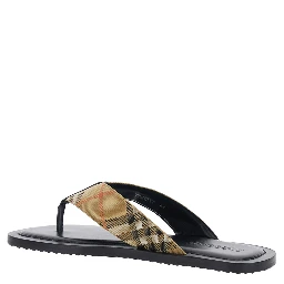 Flip Flops Check with Check Motif in Tech Fabric Beige Men