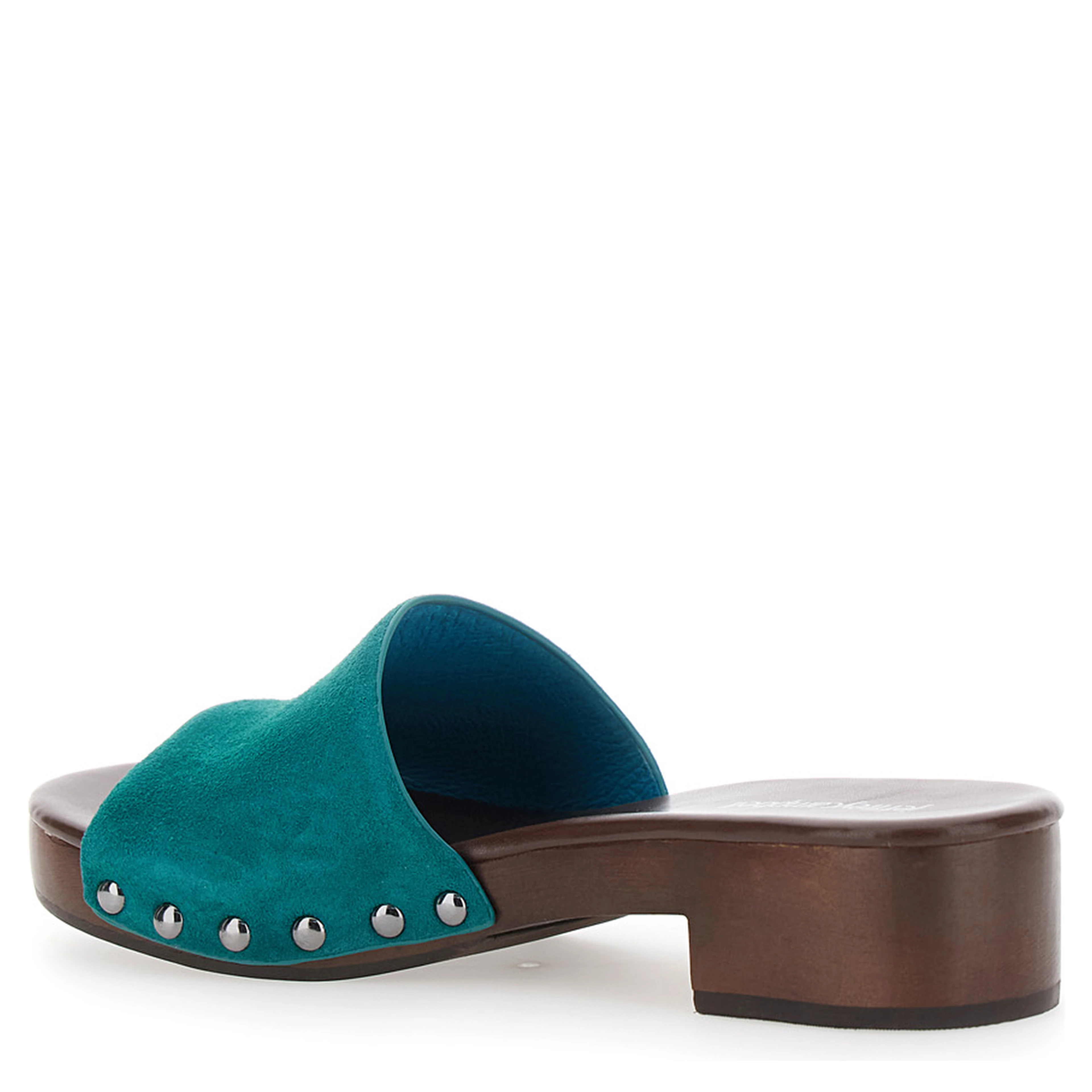 CAMBRIE Blue Sandals with Turquoise Leather Straps for Women