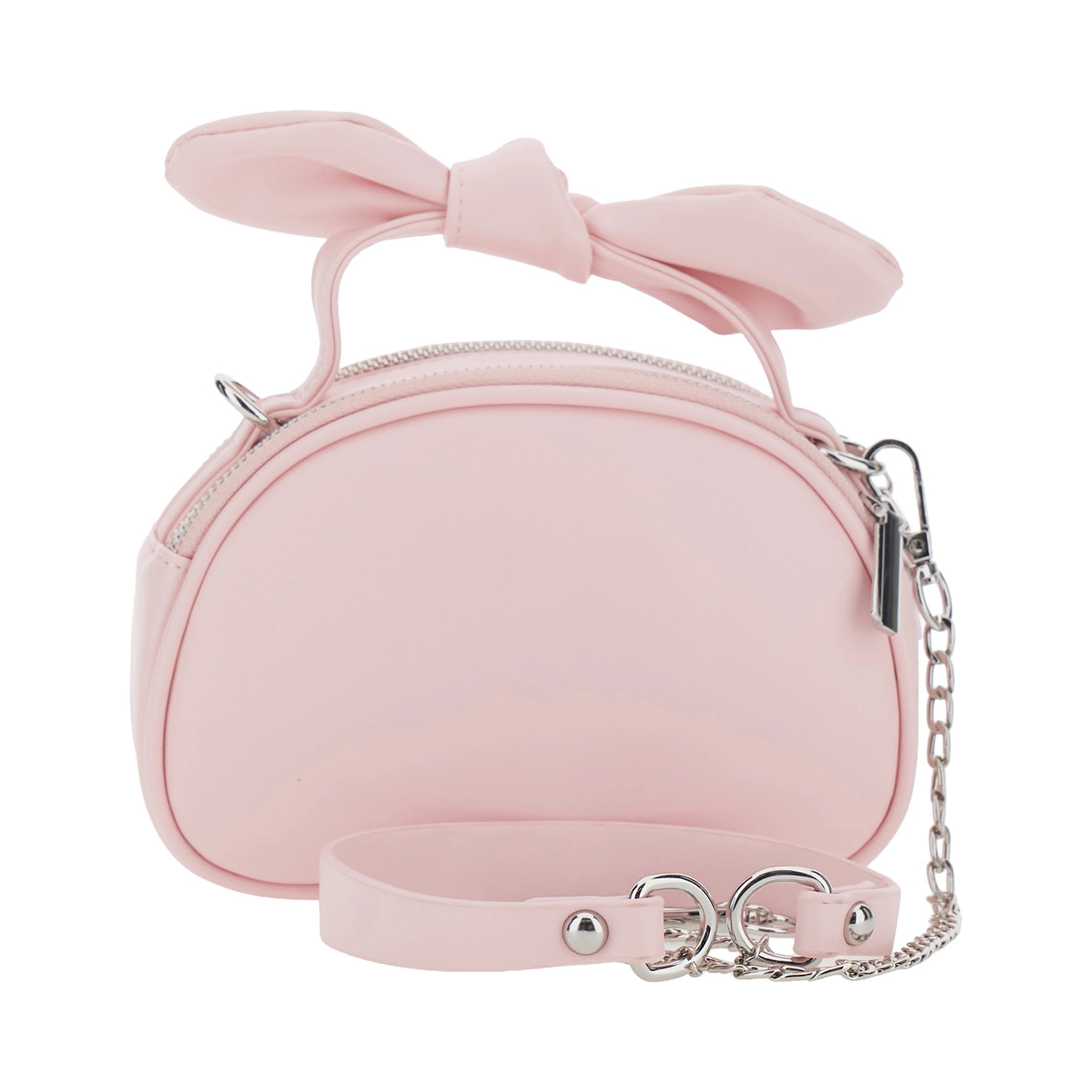 Pink Crossbody bag with handle with bow and logo on the front in Ecoleather Girl