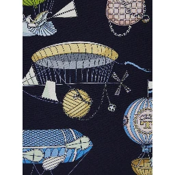 Hot Air Balloon Neckerchief Blue with Balloon Print in Silk for Women