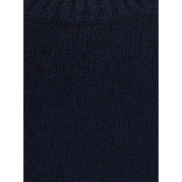 Blue Crew Neck Sweater with Long-Sleeve in Cashmere for Women