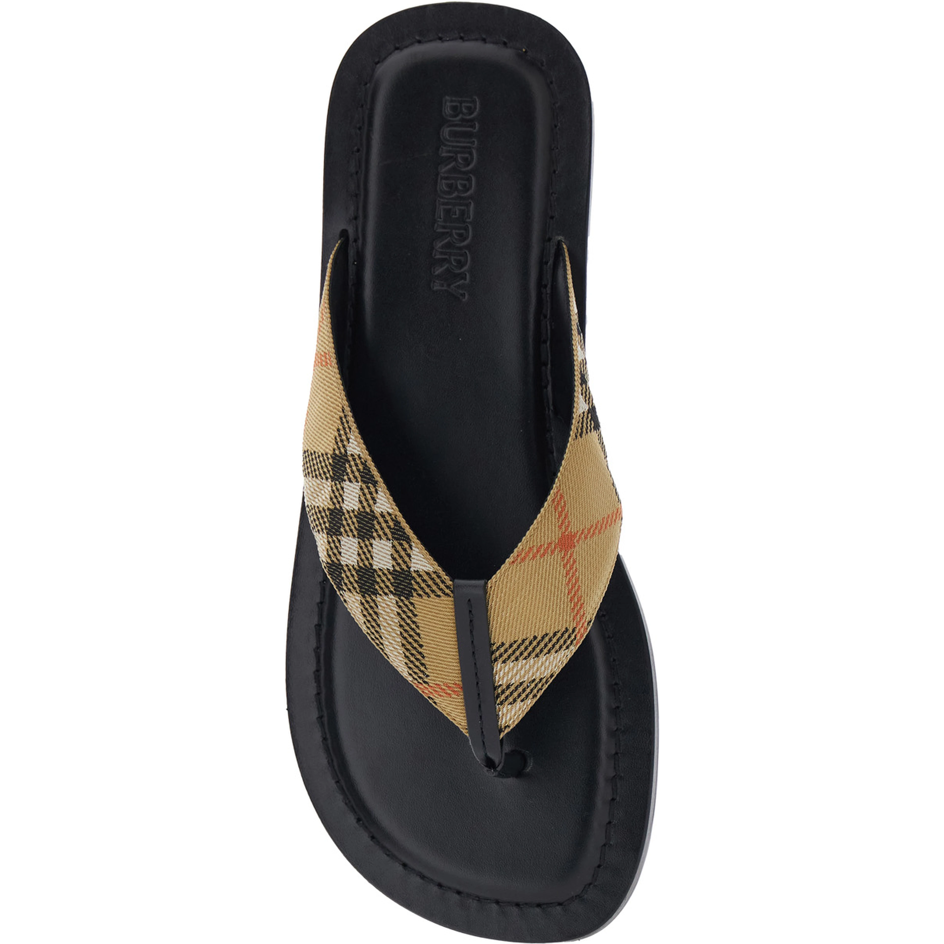 Flip Flops Check with Check Motif in Tech Fabric Beige Men
