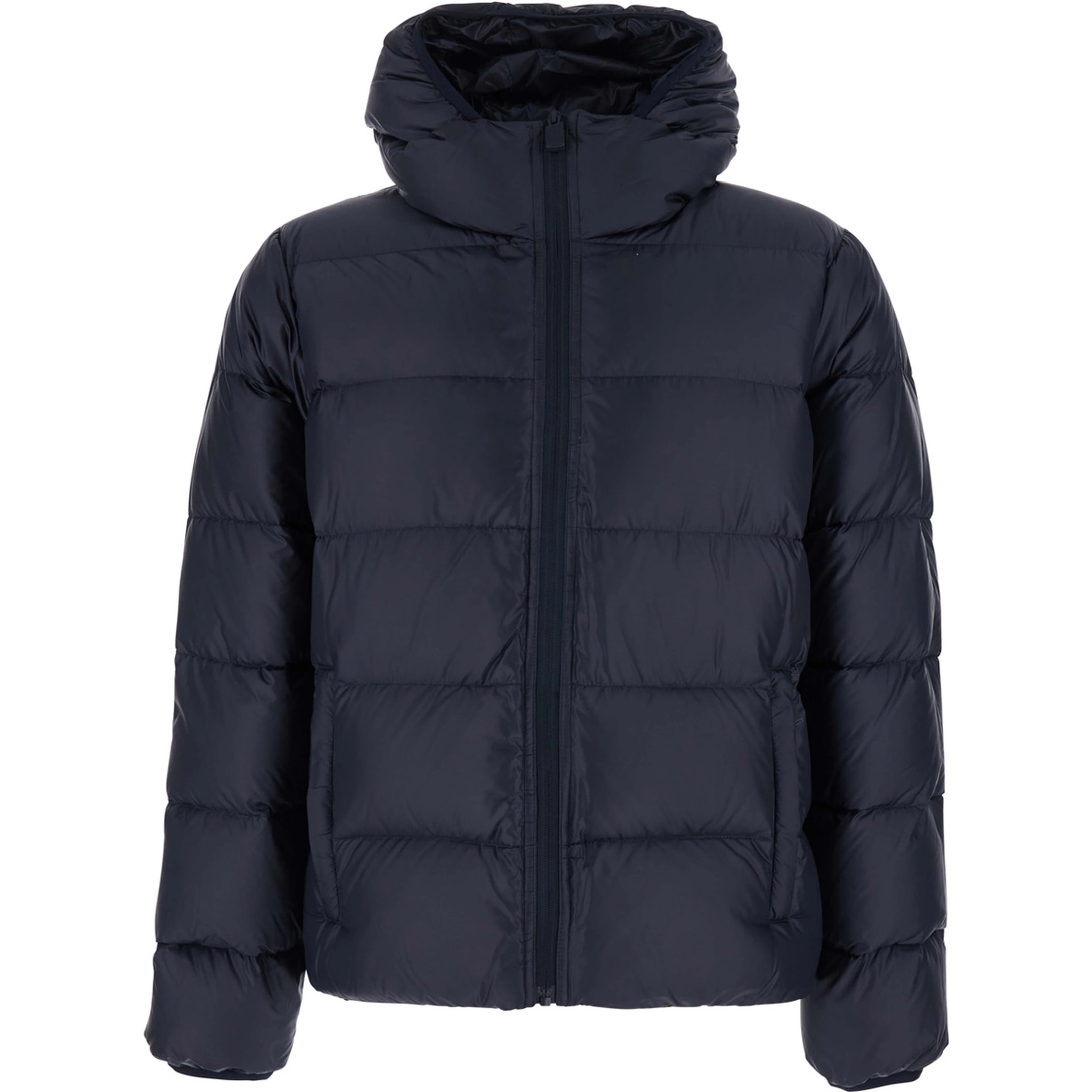 Blue Down jacket with Front Zip and Side Pockets in Tech Fabric Men
