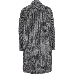Grey Double-breasted coat with Peak revers in wool for women
