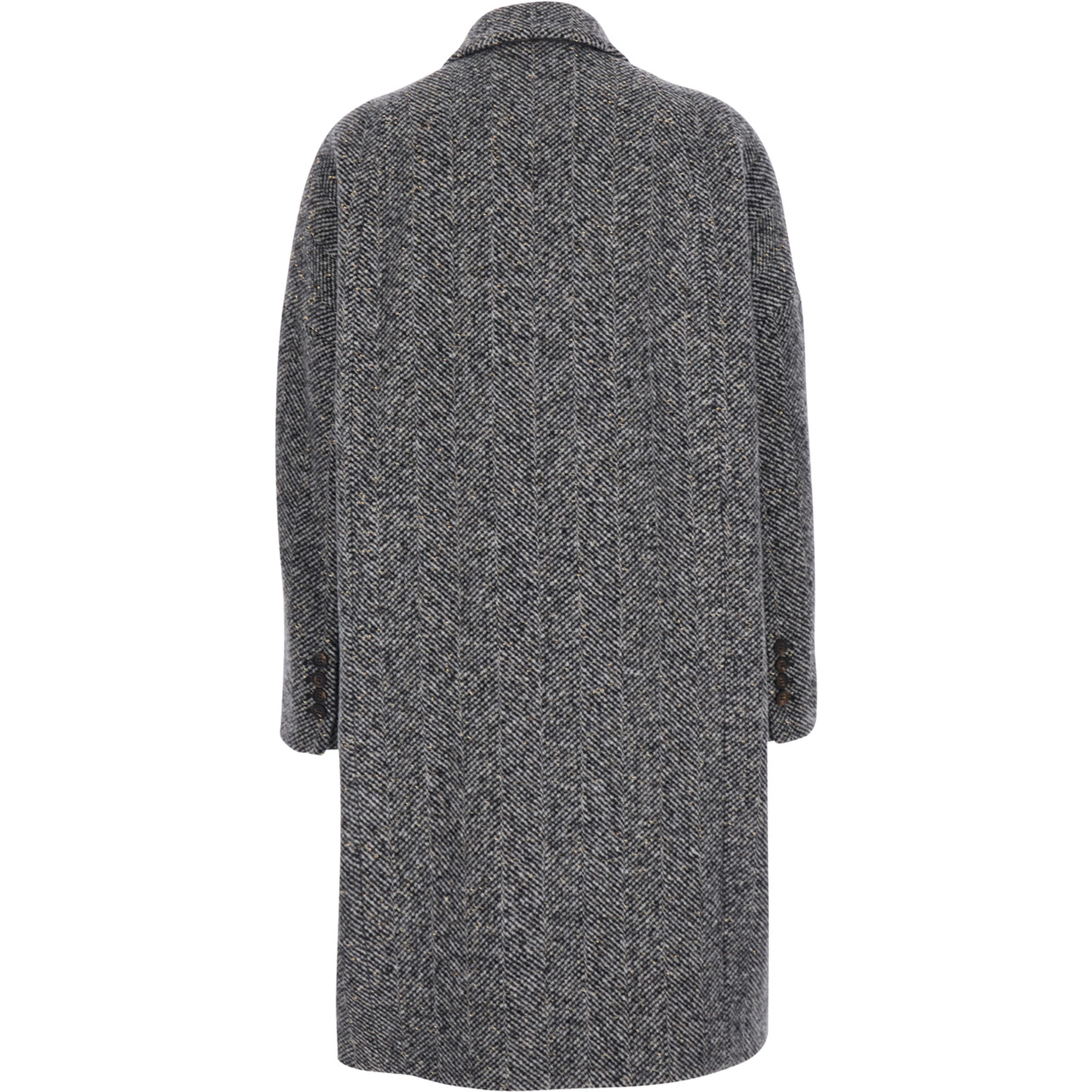 Grey Double-breasted coat with Peak revers in wool for women