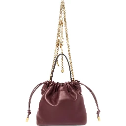 Icon Bordeaux handbag with sliding chain shoulder strap and charm in leather for women