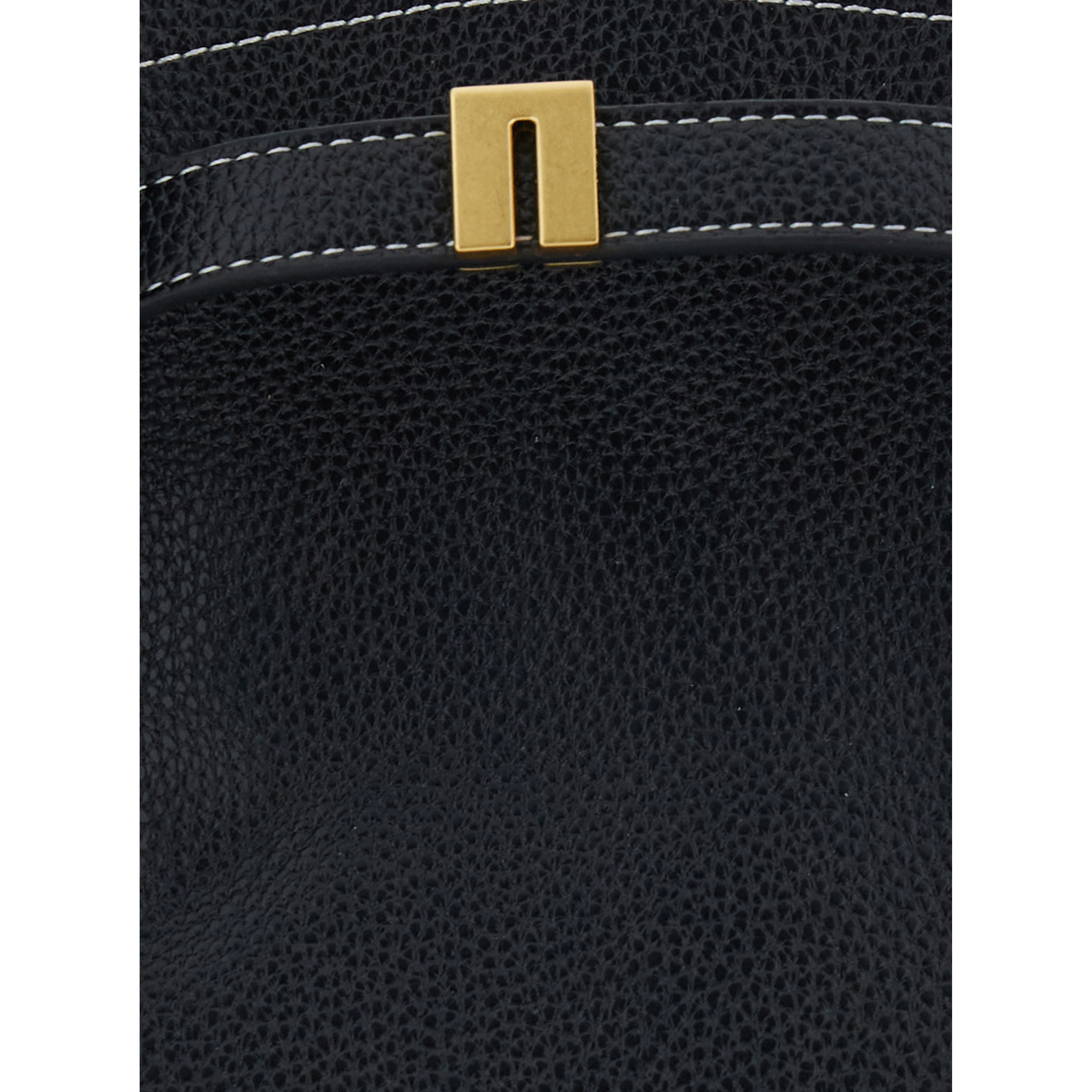 Hana Black Shoulder bag with Two Handles and Logo lettering on the Front in Ecoleather for Women