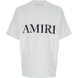 Oversized T-Shirt with Contrast Logo Print in White Cotton for Men
