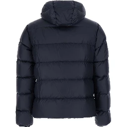Blue Down jacket with Front Zip and Side Pockets in Tech Fabric Men