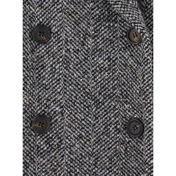Grey Double-breasted coat with Peak revers in wool for women
