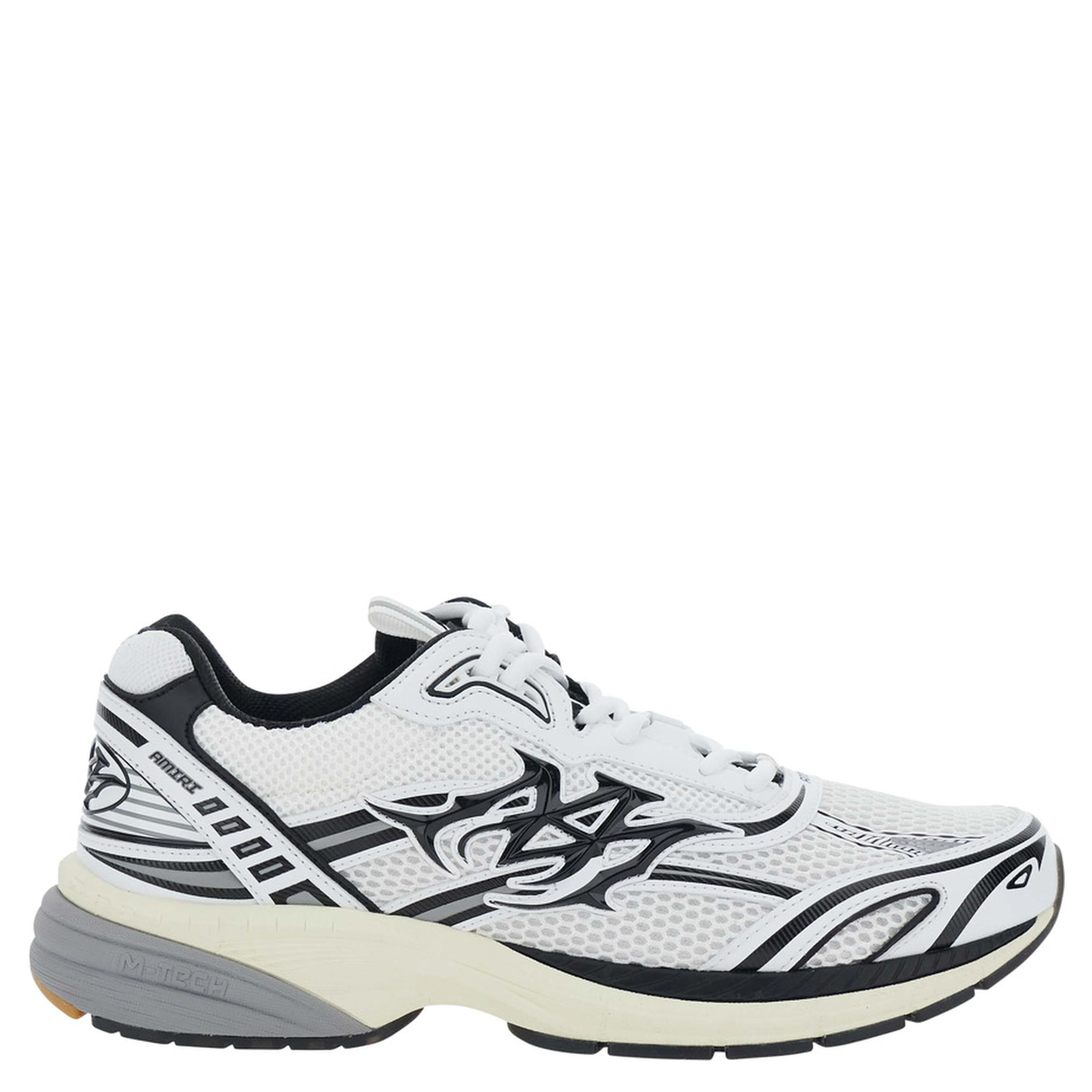 M-Tech white Sneakers with side logo patch in leather and fabric and leather for men