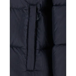 Blue Down jacket with Front Zip and Side Pockets in Tech Fabric Men