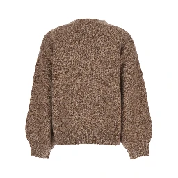 Sweater MARLED RELAXED FIT CREW NECK with round neck and long sleeves in cashmere brown unisex