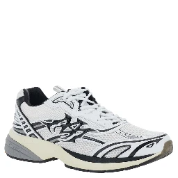 M-Tech white Sneakers with side logo patch in leather and fabric and leather for men
