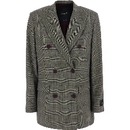 Grey Jacket with Peak revers and all-over stripes Motif in Wool Blend for women