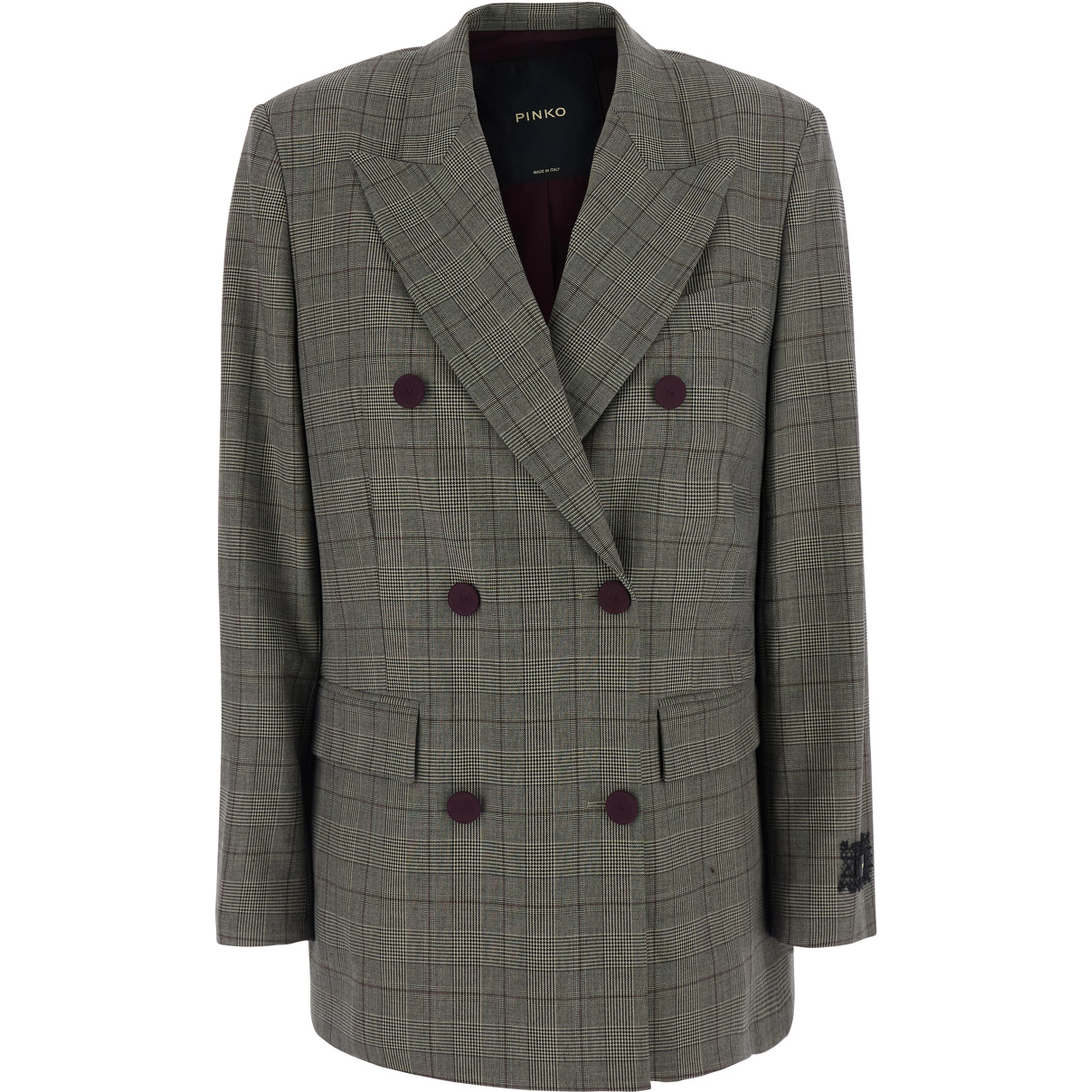 Grey Jacket with Peak revers and all-over stripes Motif in Wool Blend for women