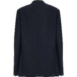 Barrysta Blue Double-Breasted Jacket with Peak revers and Embroidery on the Front in Wool for Women