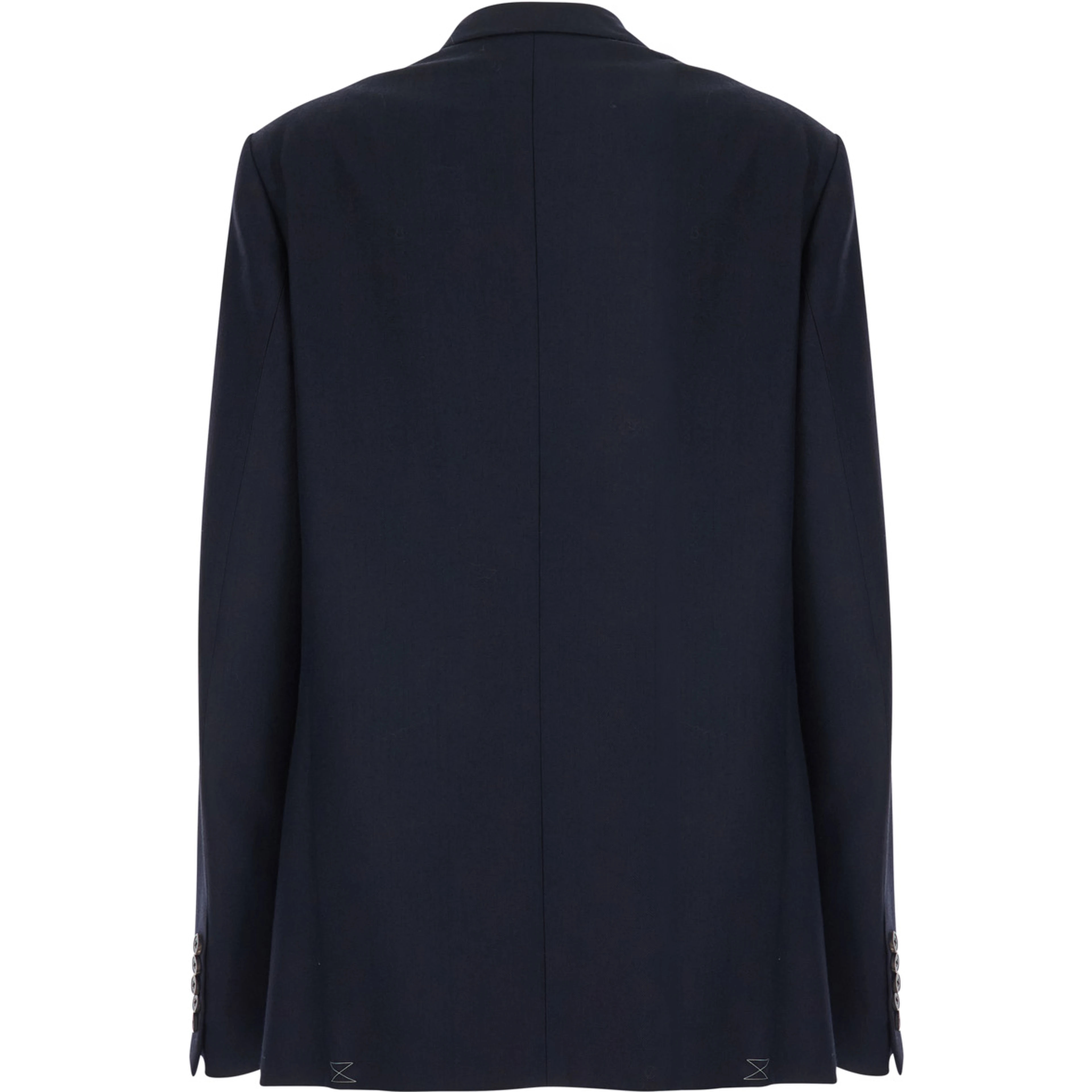 Barrysta Blue Double-Breasted Jacket with Peak revers and Embroidery on the Front in Wool for Women