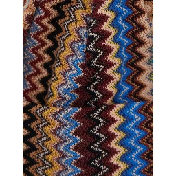 Multicolor beanie with turn-up brim ZigZag motif in wool blend for men