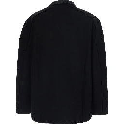 Black Sweatshirt with polo collar and patch with Intreccio on the sleeve in cotton for men