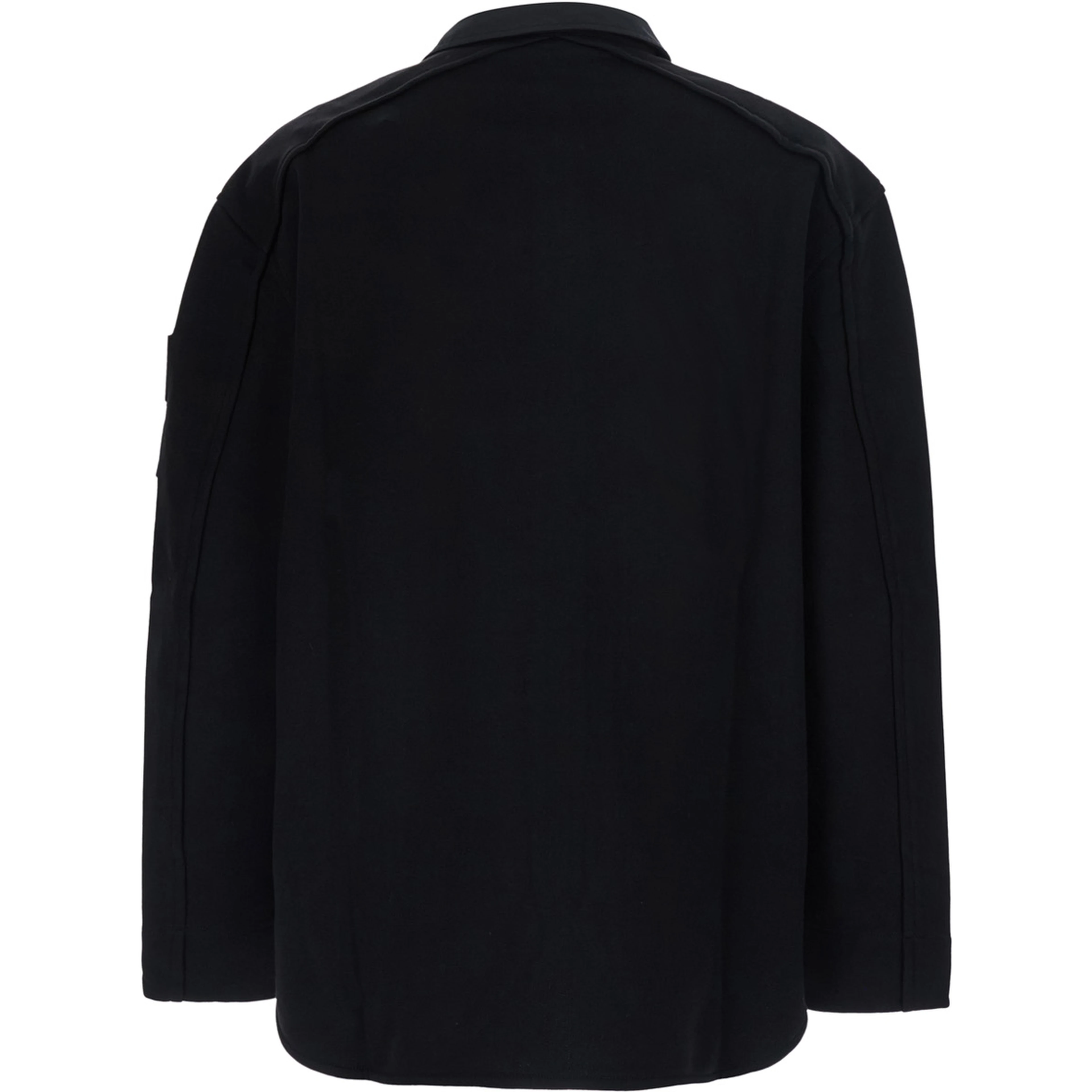 Black Sweatshirt with polo collar and patch with Intreccio on the sleeve in cotton for men