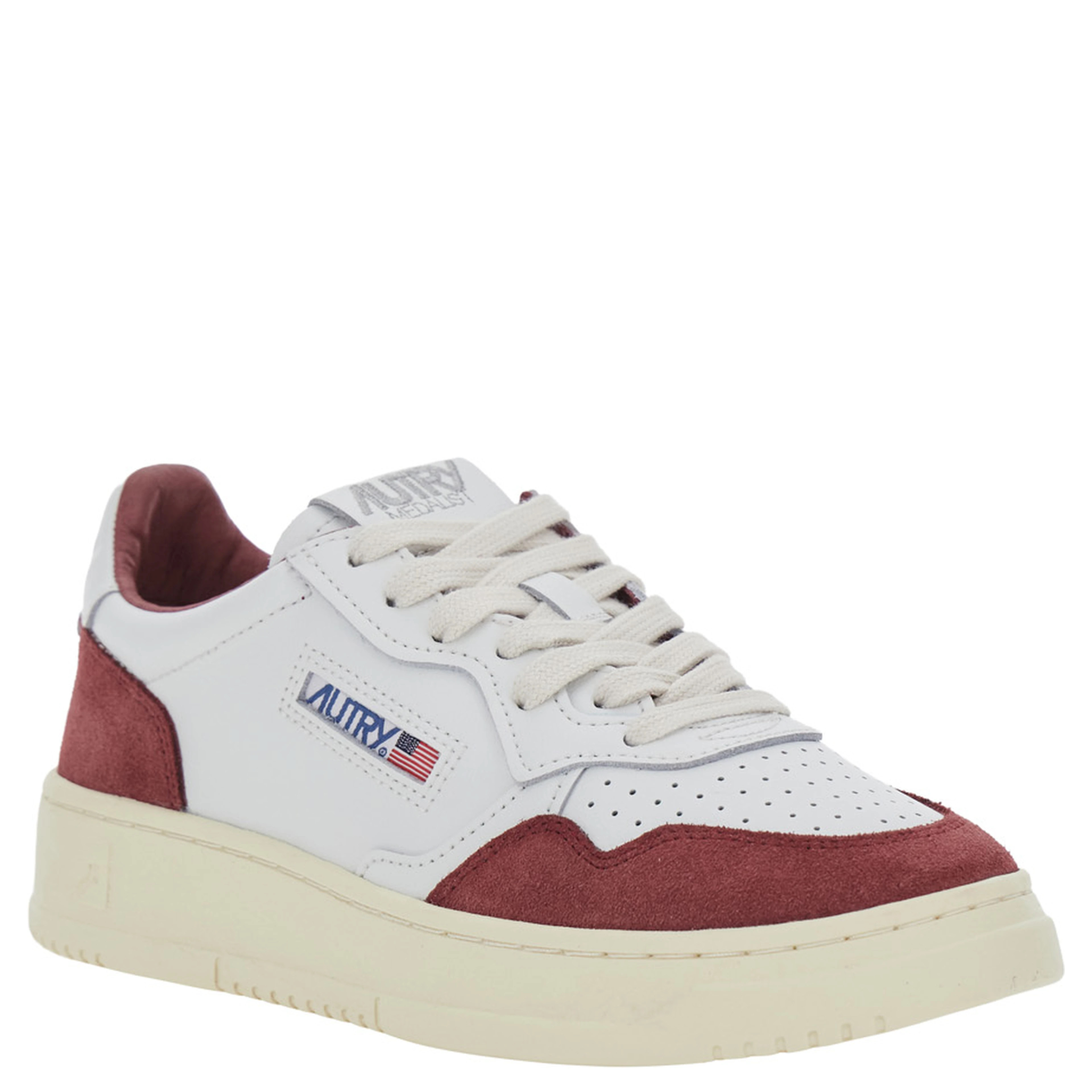 Medalist White Low Top Sneakers with Logo Patch on the Tongue in Suede for Women