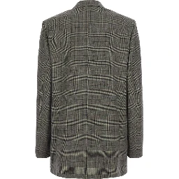 Grey Jacket with Peak revers and all-over stripes Motif in Wool Blend for women