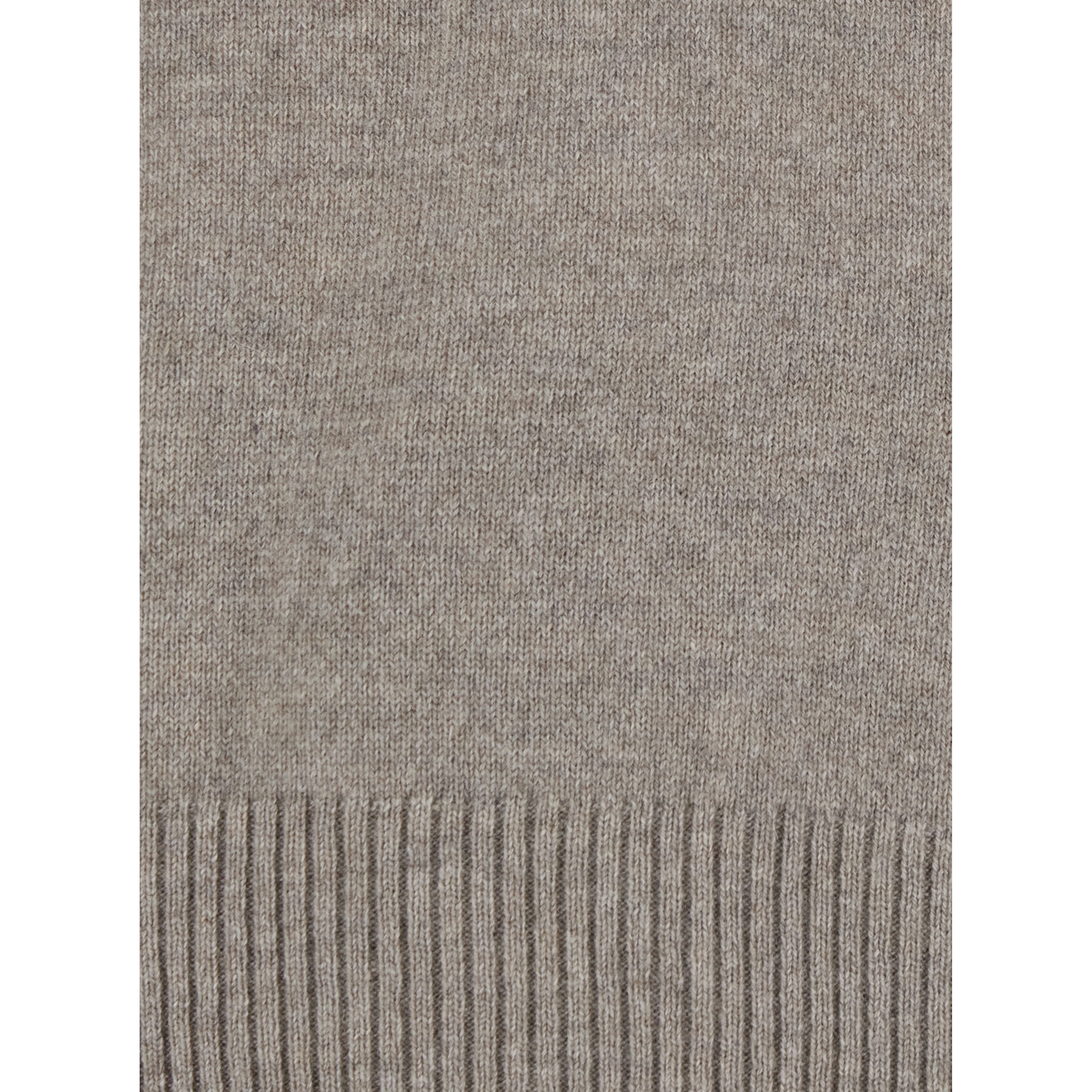 CASHMERE SET with long sleeves and V-neck in beige cashmere for women