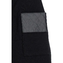 Black Sweatshirt with polo collar and patch with Intreccio on the sleeve in cotton for men
