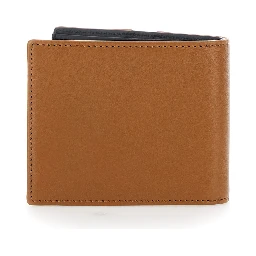 Brown Bi-Fold Wallet with Contrasting Maxi VLogo on the Front in Leather for Men