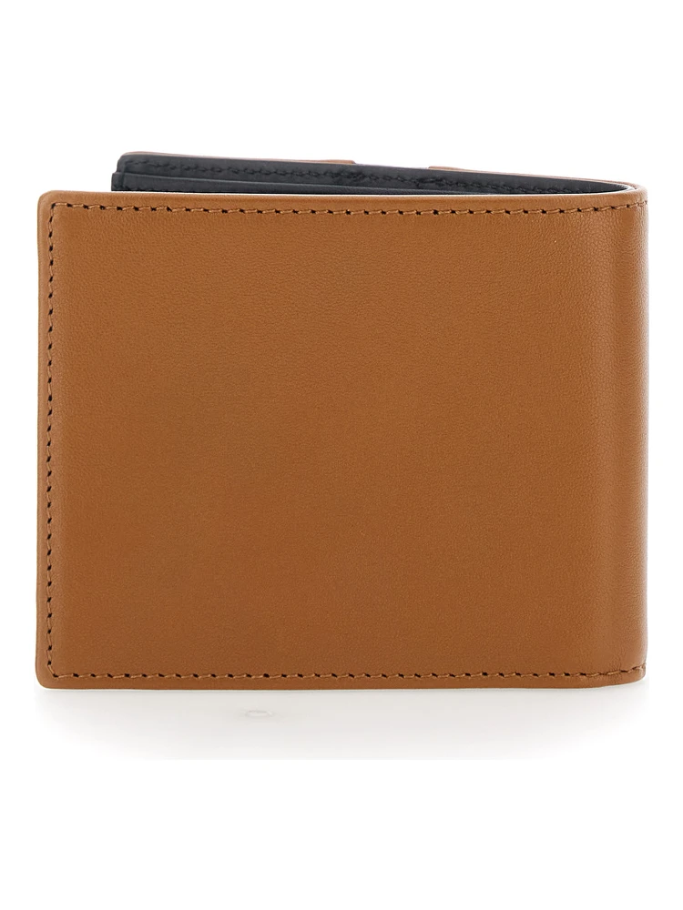 Brown Bi-Fold Wallet with Contrasting Maxi VLogo on the Front in Leather for Men alternative