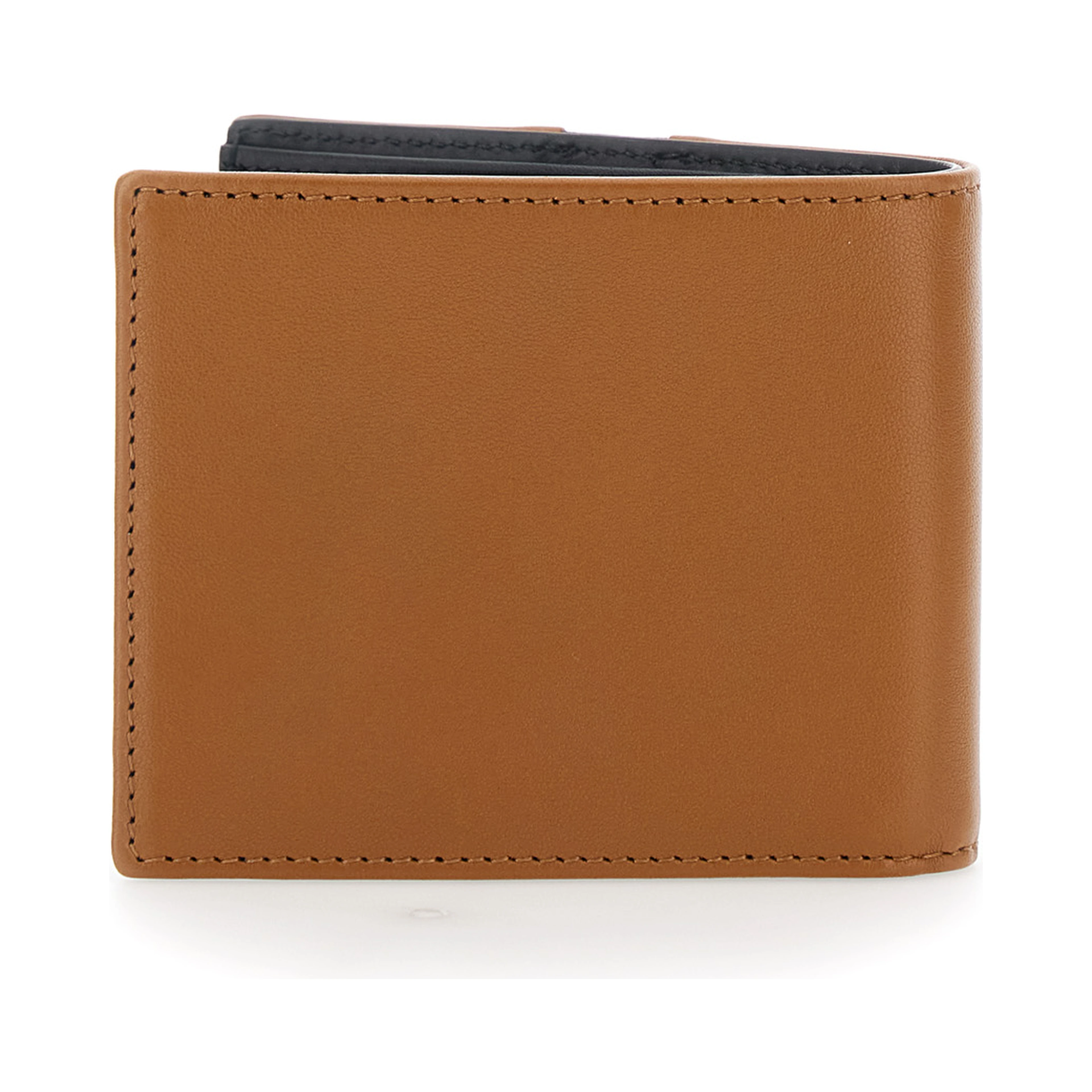 Brown Bi-Fold Wallet with Contrasting Maxi VLogo on the Front in Leather for Men