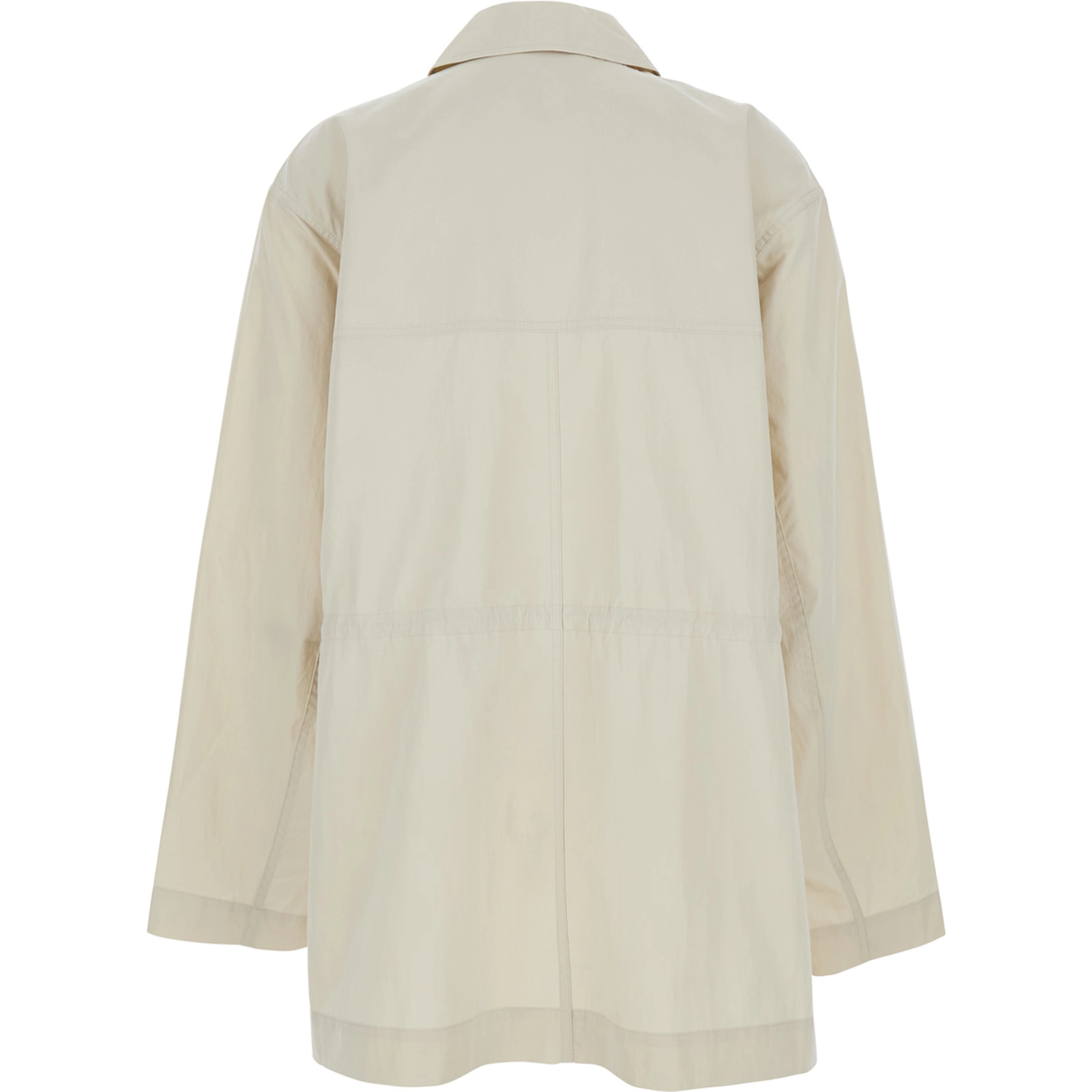 beige Jacket with classic collar and patch pockets on the front in Cotton and Tech Fabric blend Woman