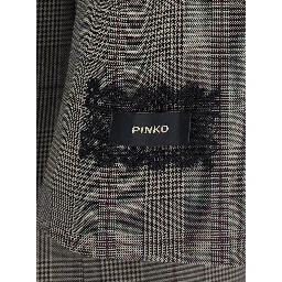 Grey Jacket with Peak revers and all-over stripes Motif in Wool Blend for women