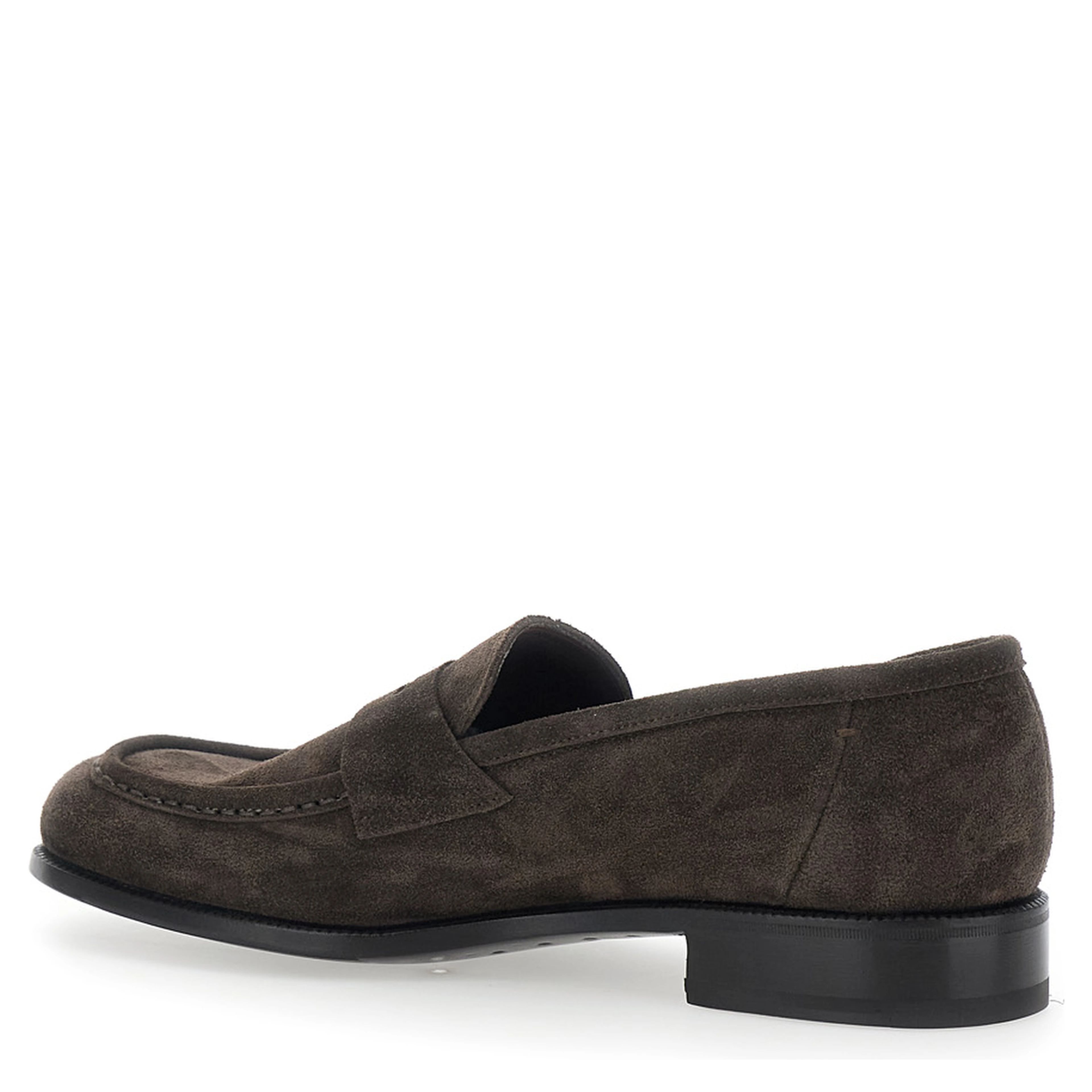 Brown Loafers with Almond Toe in Suede for Men