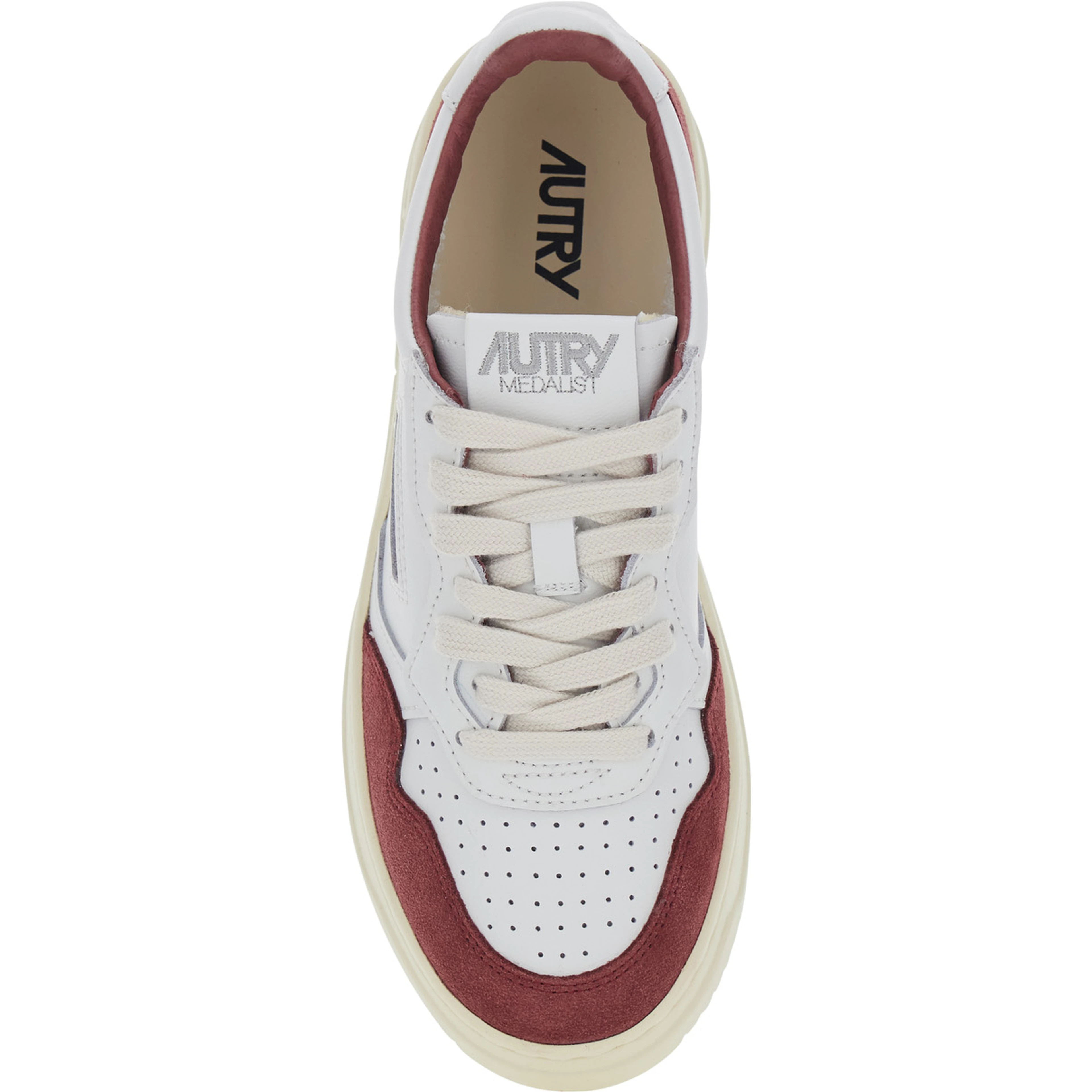 Medalist White Low Top Sneakers with Logo Patch on the Tongue in Suede for Women