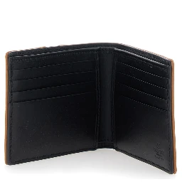 Brown Bi-Fold Wallet with Contrasting Maxi VLogo on the Front in Leather for Men