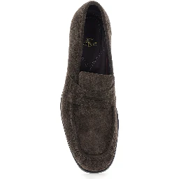Brown Loafers with Almond Toe in Suede for Men