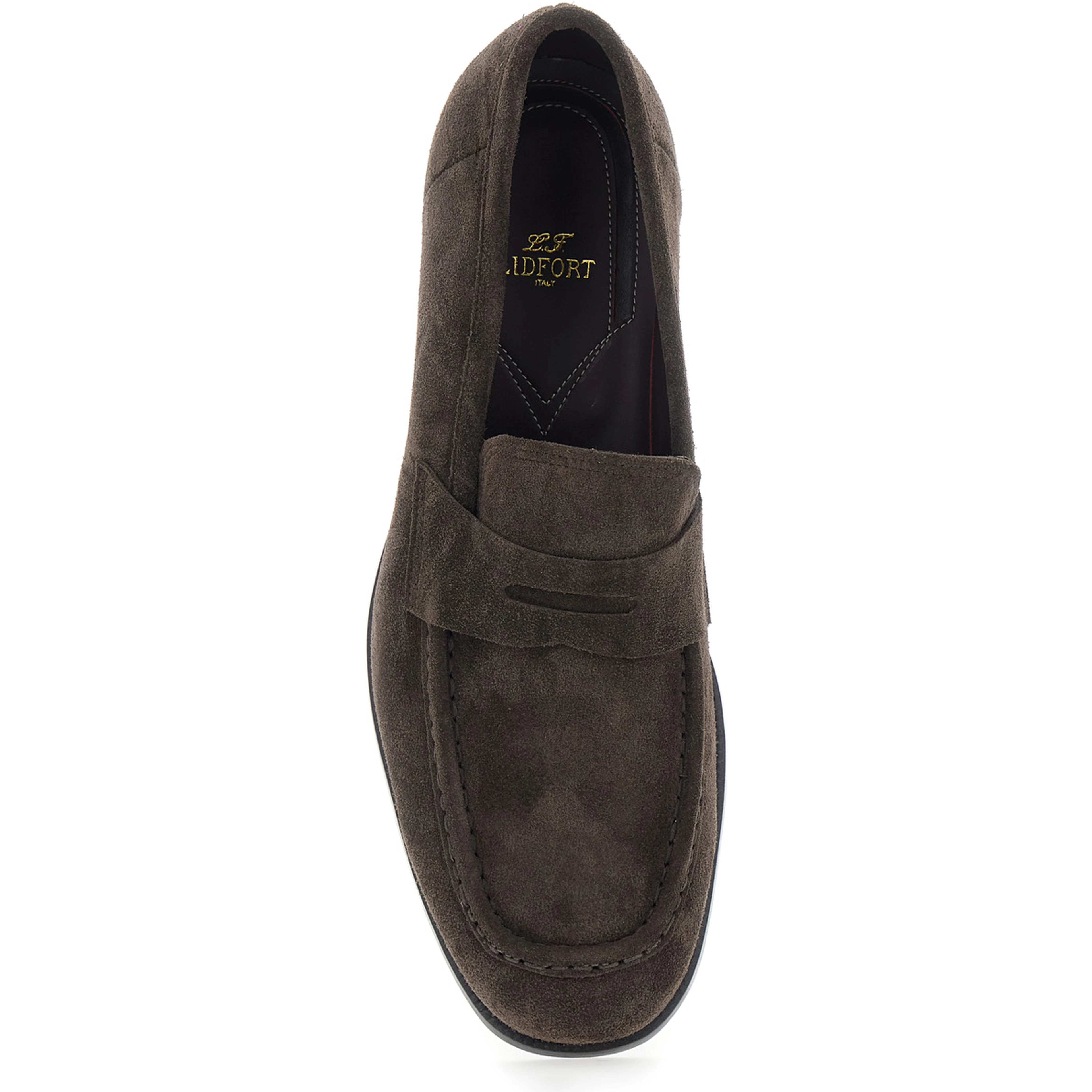 Brown Loafers with Almond Toe in Suede for Men