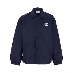 Jacket La Veste Slogan with Slogan on Front and Back in Tech Fabric Blue Men