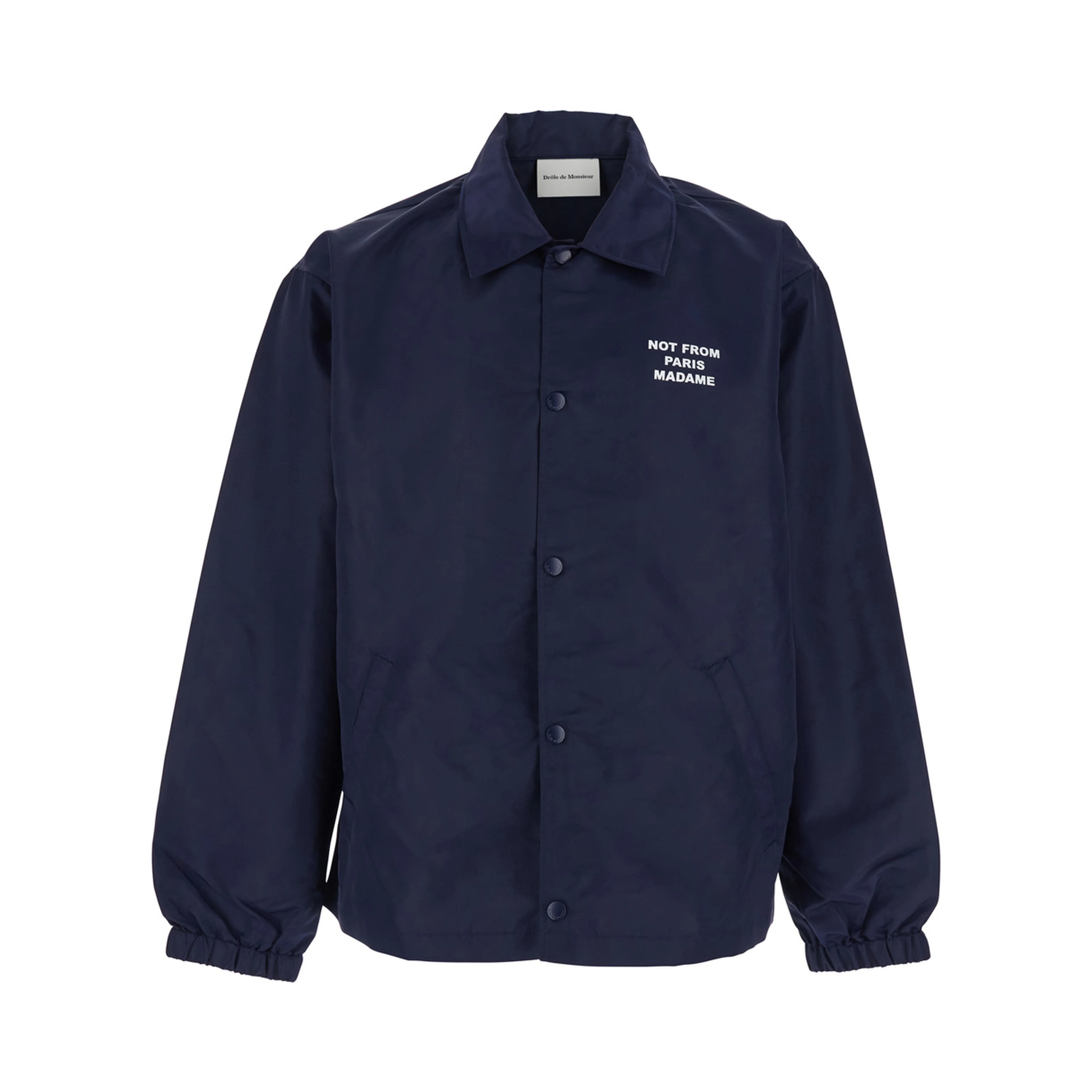Jacket La Veste Slogan with Slogan on Front and Back in Tech Fabric Blue Men